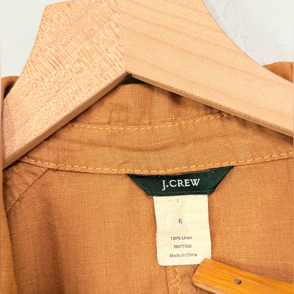 J Crew Natural Linen Vintage Safari Blazer, Pocket Utility Jacket - Picture 2 of 13